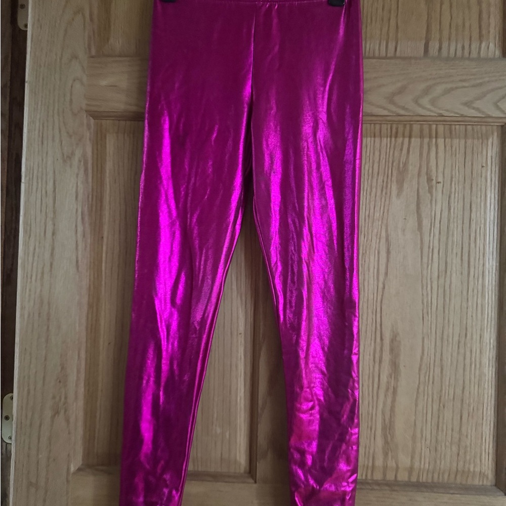 Women's Fornia Brand Shiny hot Pink Metallic Leggings - Small Juniors Halloween